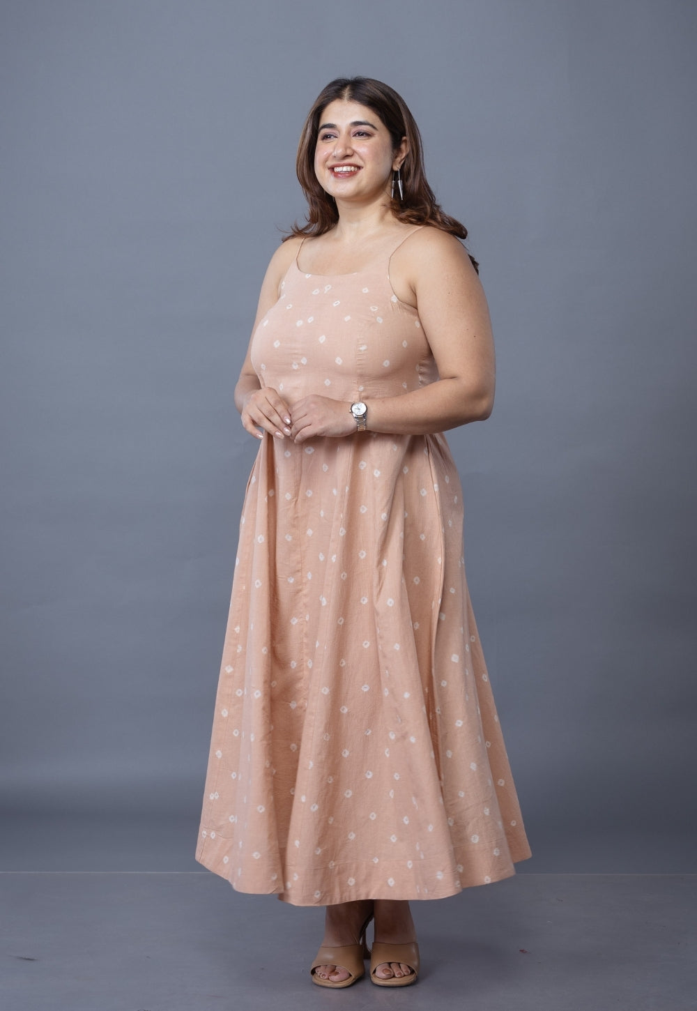Sanah Pink Bandhani Cotton Kali Dress