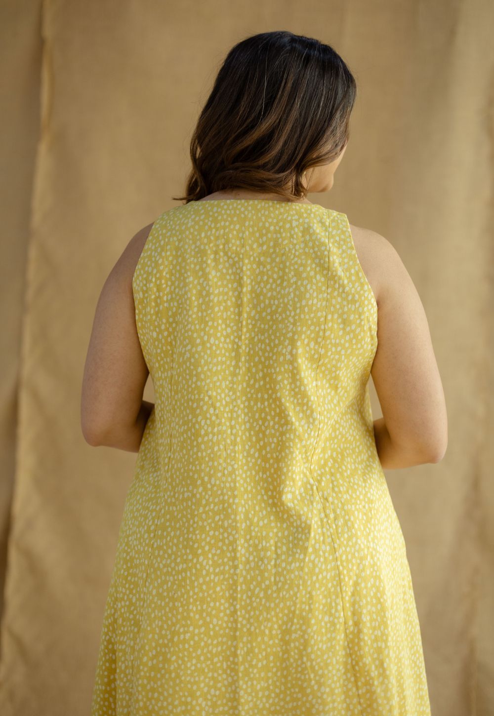 Aziza Mustard Hand Block Print Slub Cotton A Line Co-Ord Set