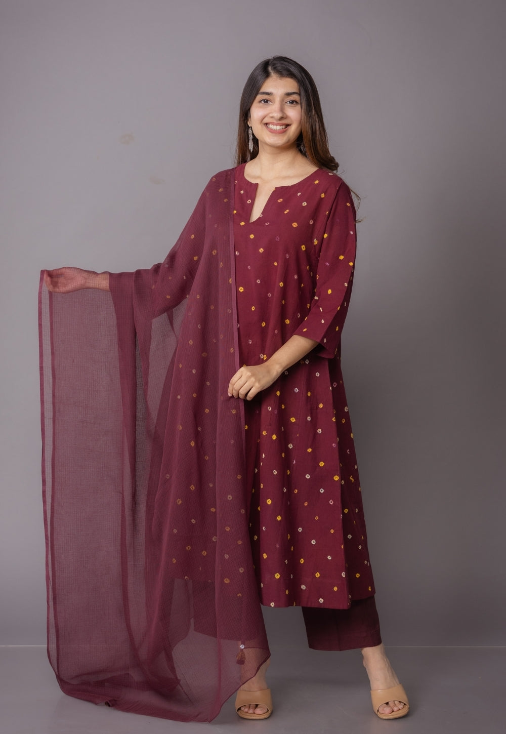 Red Solid Kota Doria Cotton Dupatta