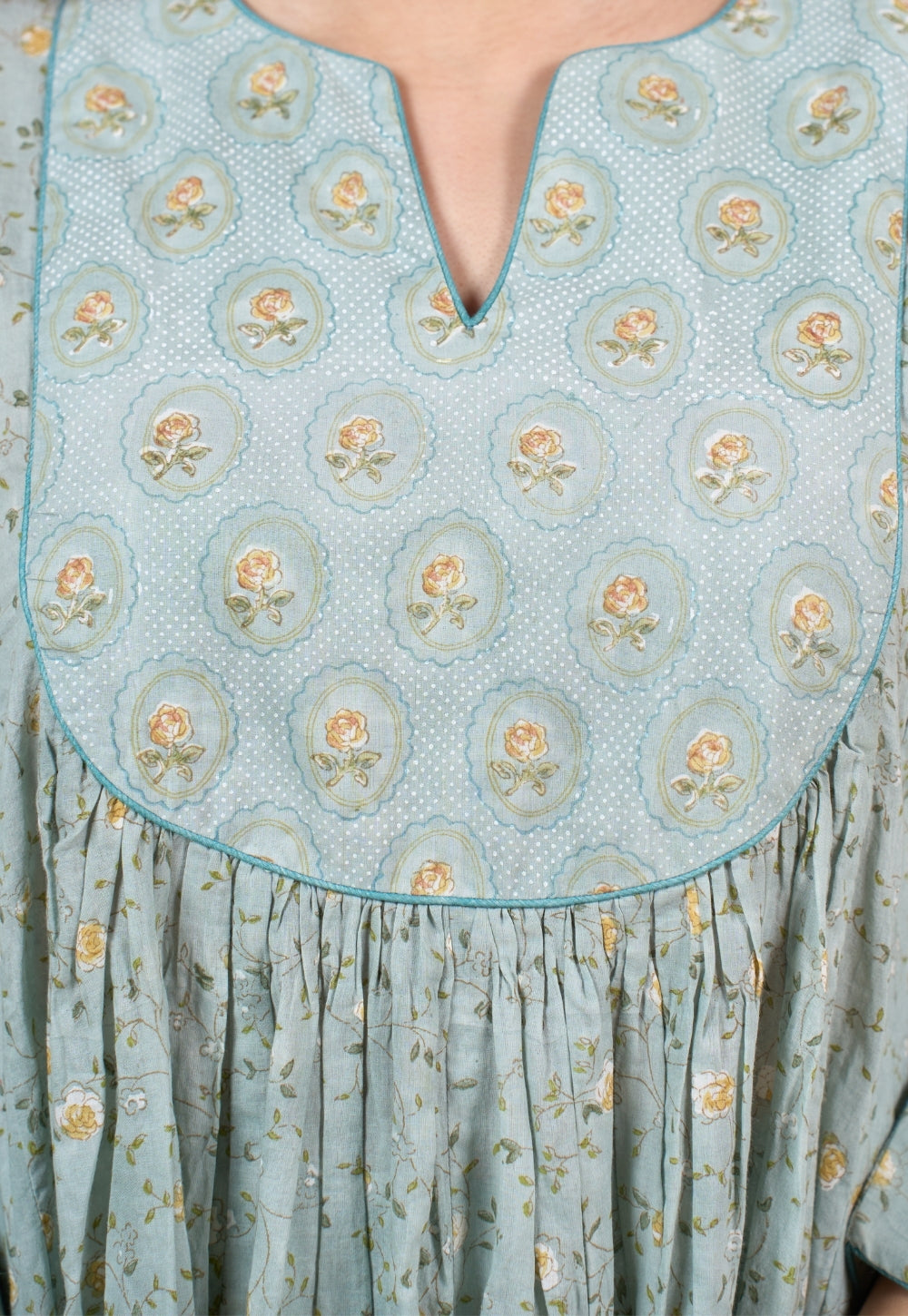 Zelda Blue Sanganeri Mul Cotton Kali Kurta