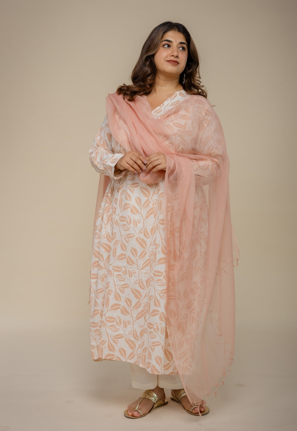 Seerat Off White Hand Block Print Cotton Kali Kurta