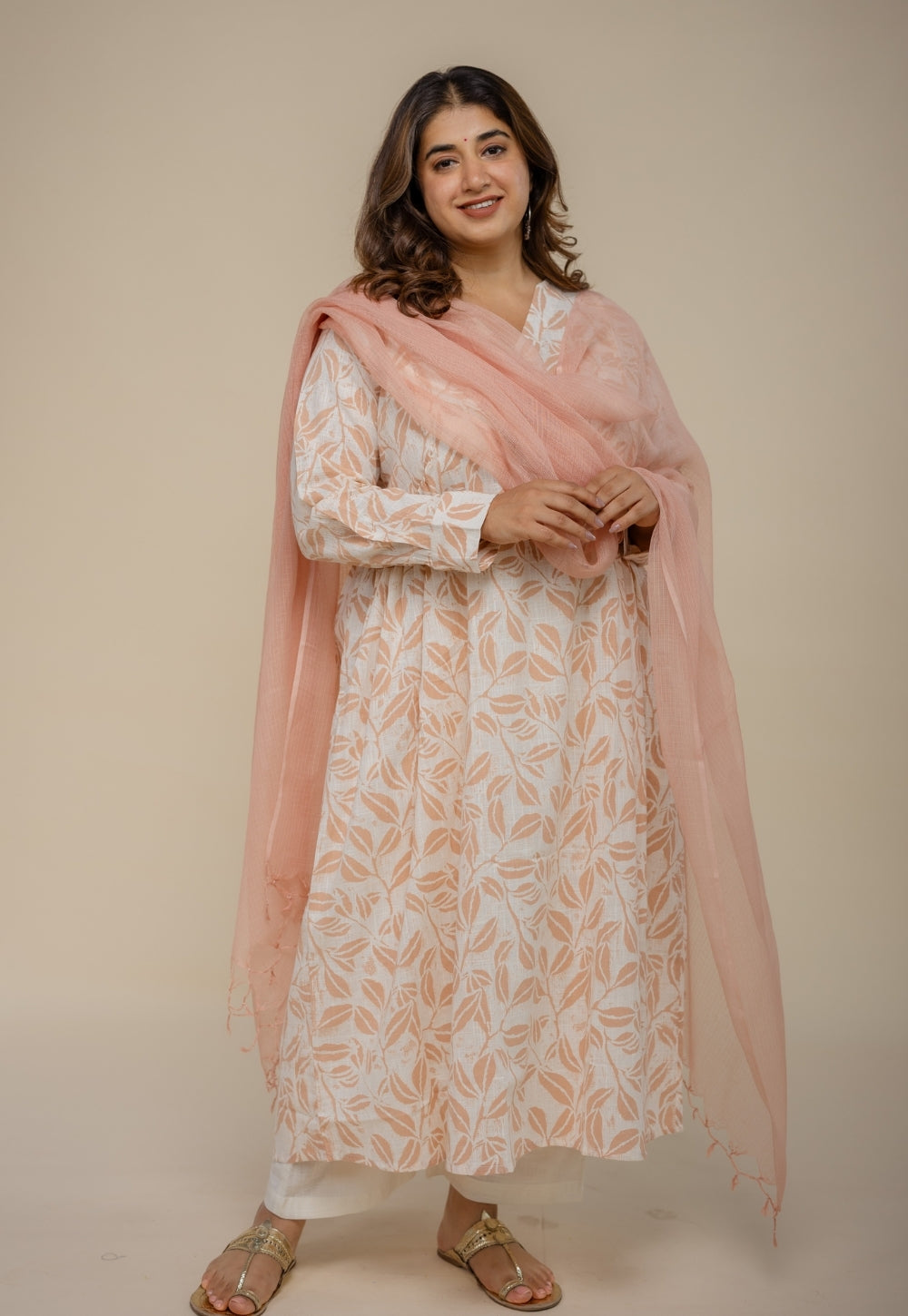 Seerat Off White Hand Block Print Cotton Kali Kurta
