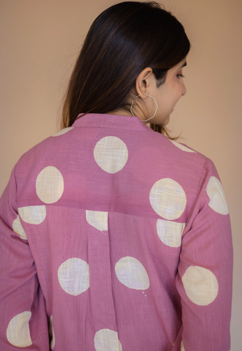 Naaz Pink Hand Block Print Slub Cotton A Line Short Top