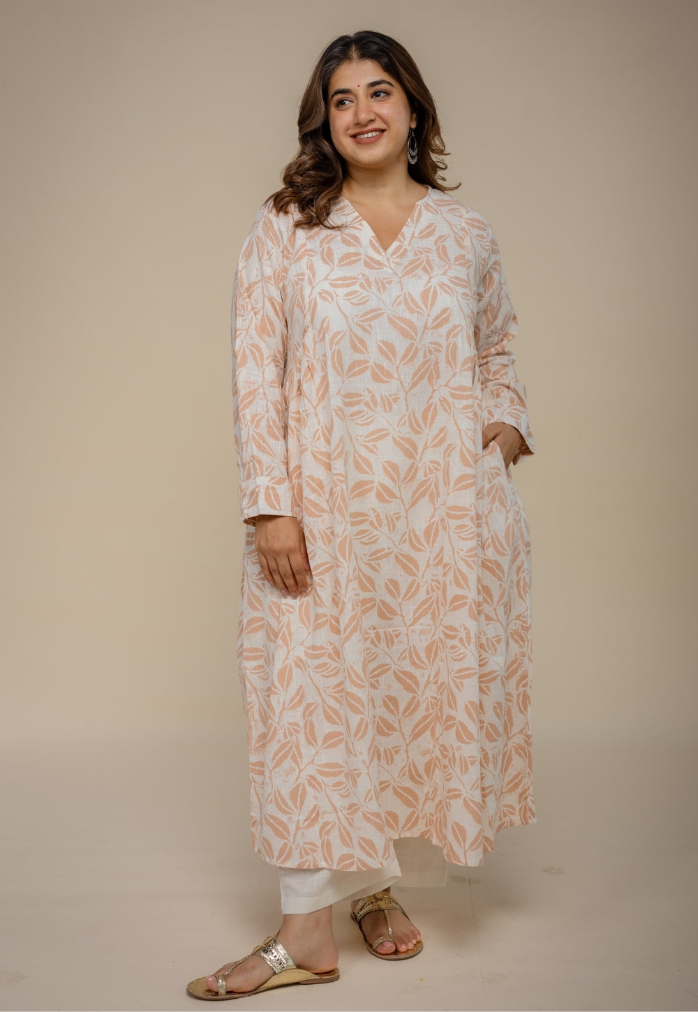 Seerat Off White Hand Block Print Cotton Kali Kurta