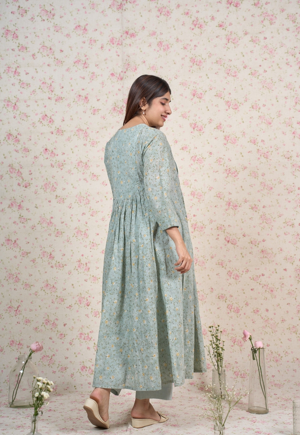 Zelda Blue Sanganeri Mul Cotton Kali Kurta