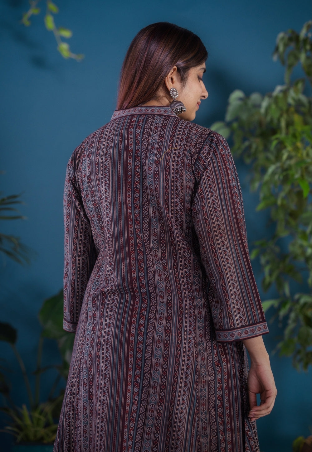 Rosa Black Ajrakh Cotton Jhabbha Kali Kurta