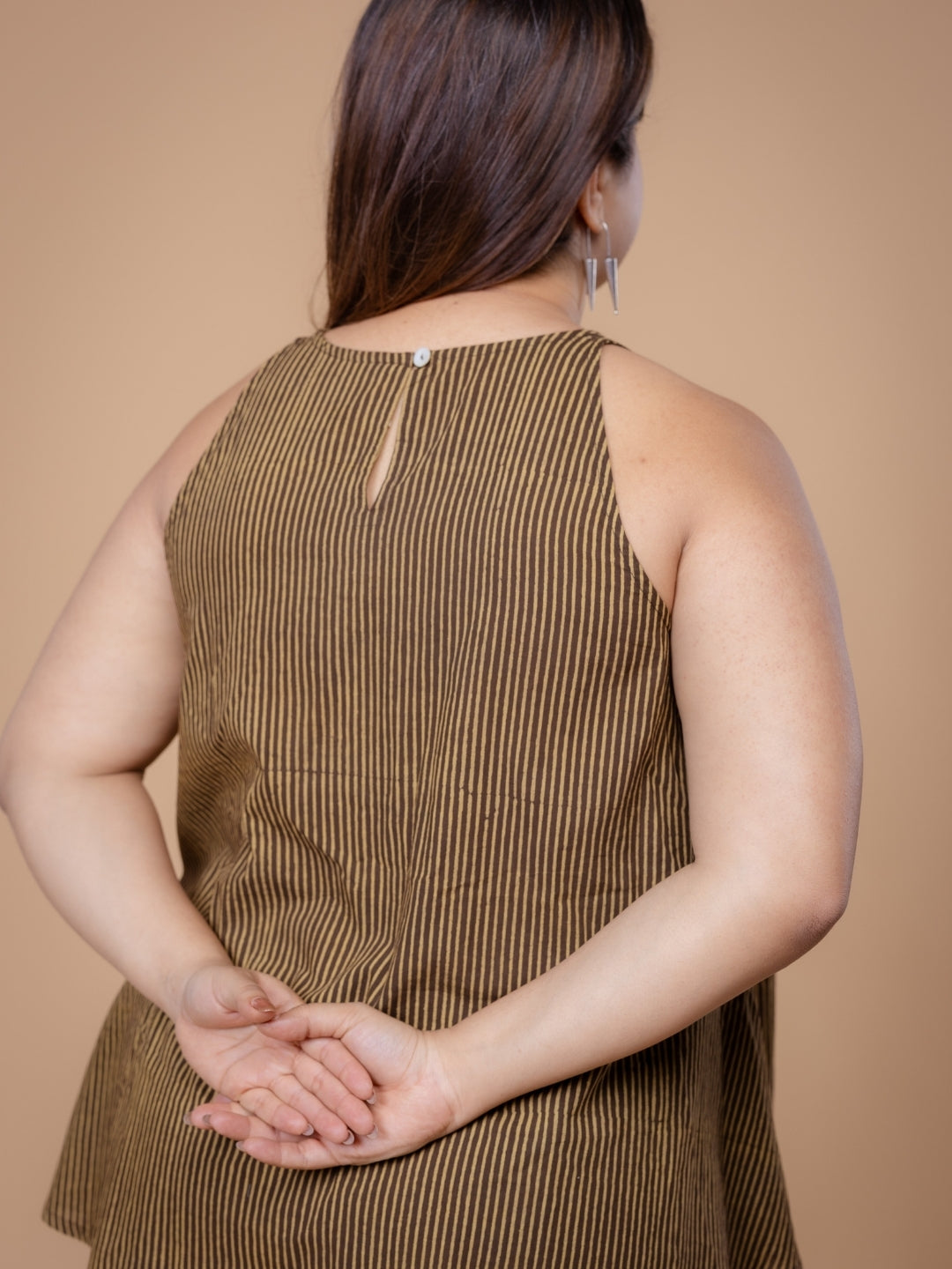 Parveen Brown Ajrakh Cotton A Line Short Top
