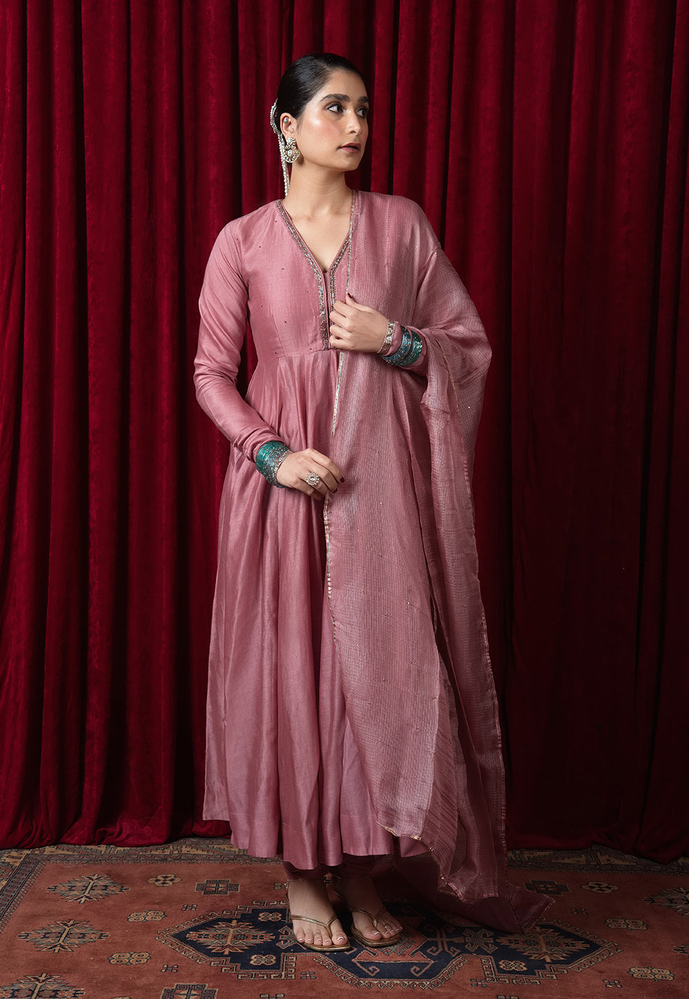 Miral Pink Solid Muslin Churidar