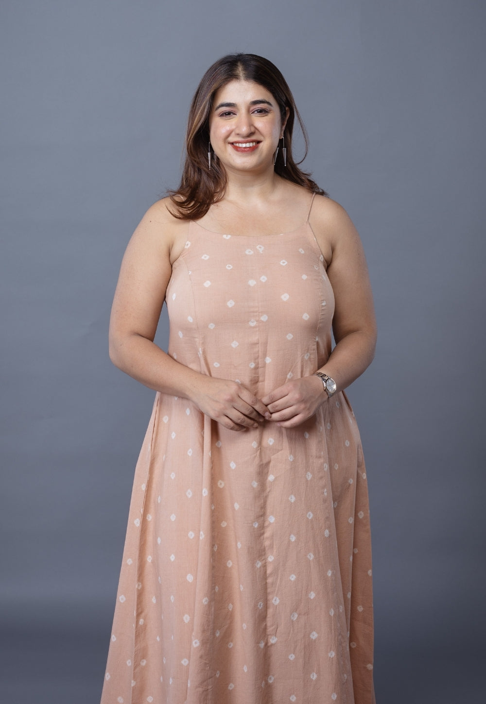 Sanah Pink Bandhani Cotton Kali Dress