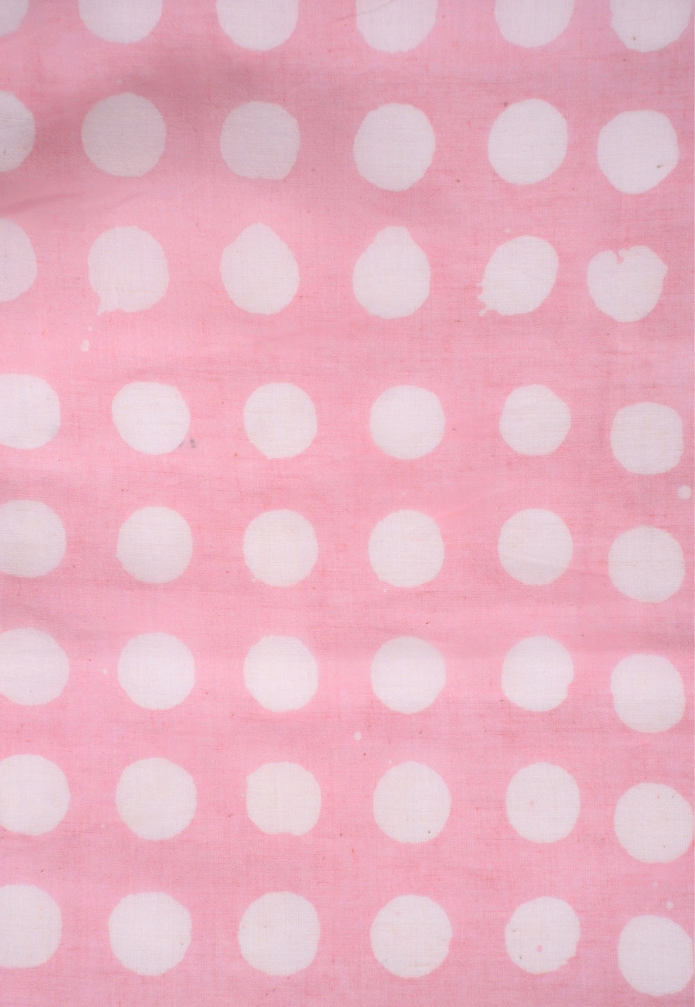 Pink Polka Dots Batik Handblock Printed Mul Fabric