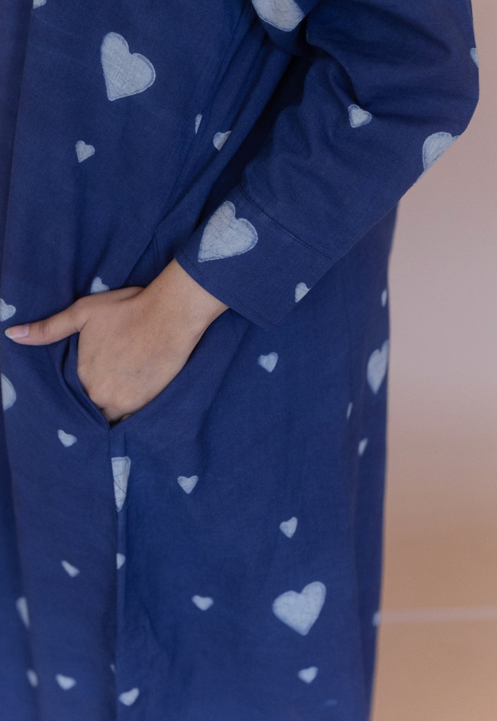 Samiyah Blue Dabu Cotton Shirt Dress