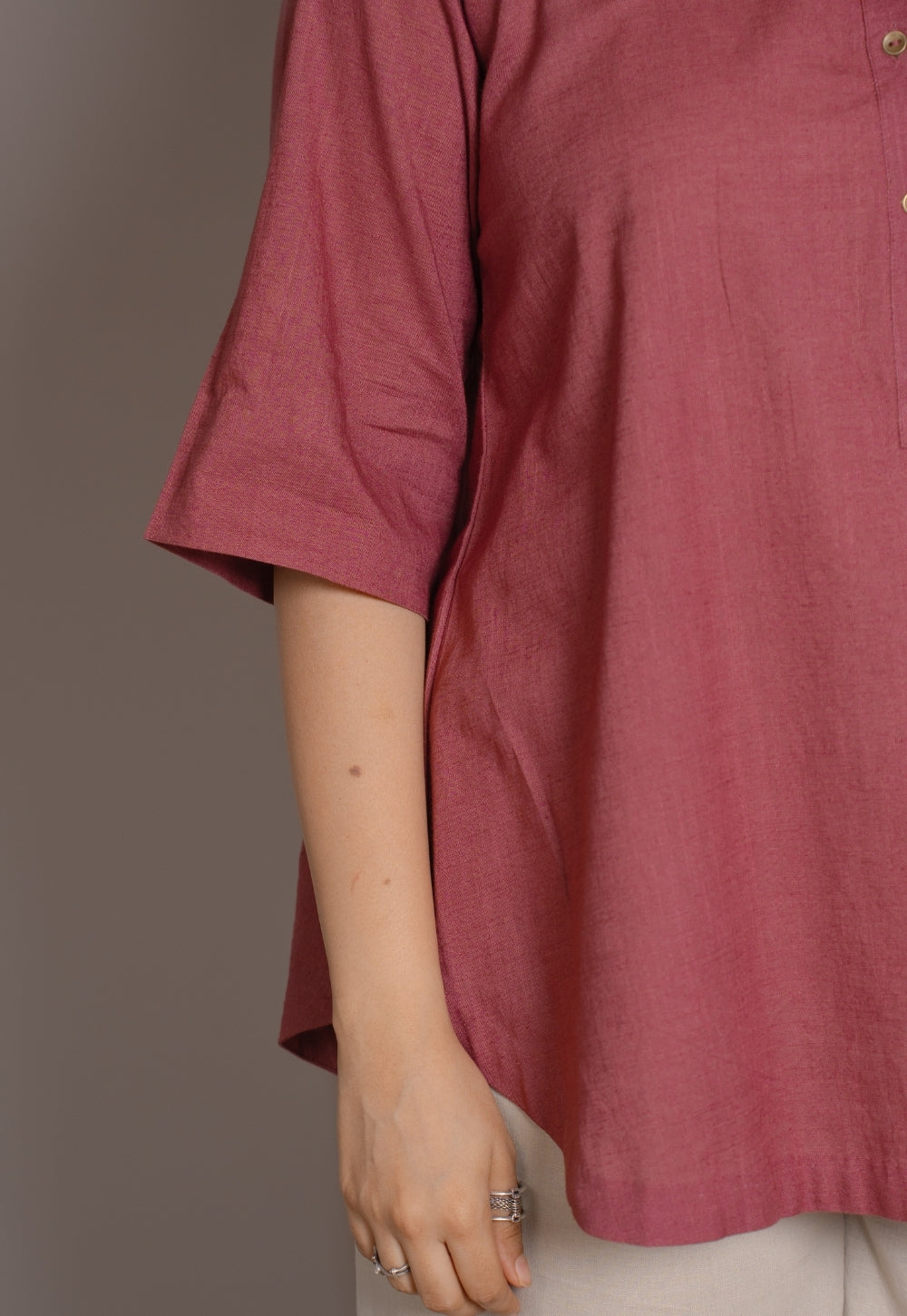 Ruby Red Solid Slub Cotton A-Line Short Top - DyeVerse