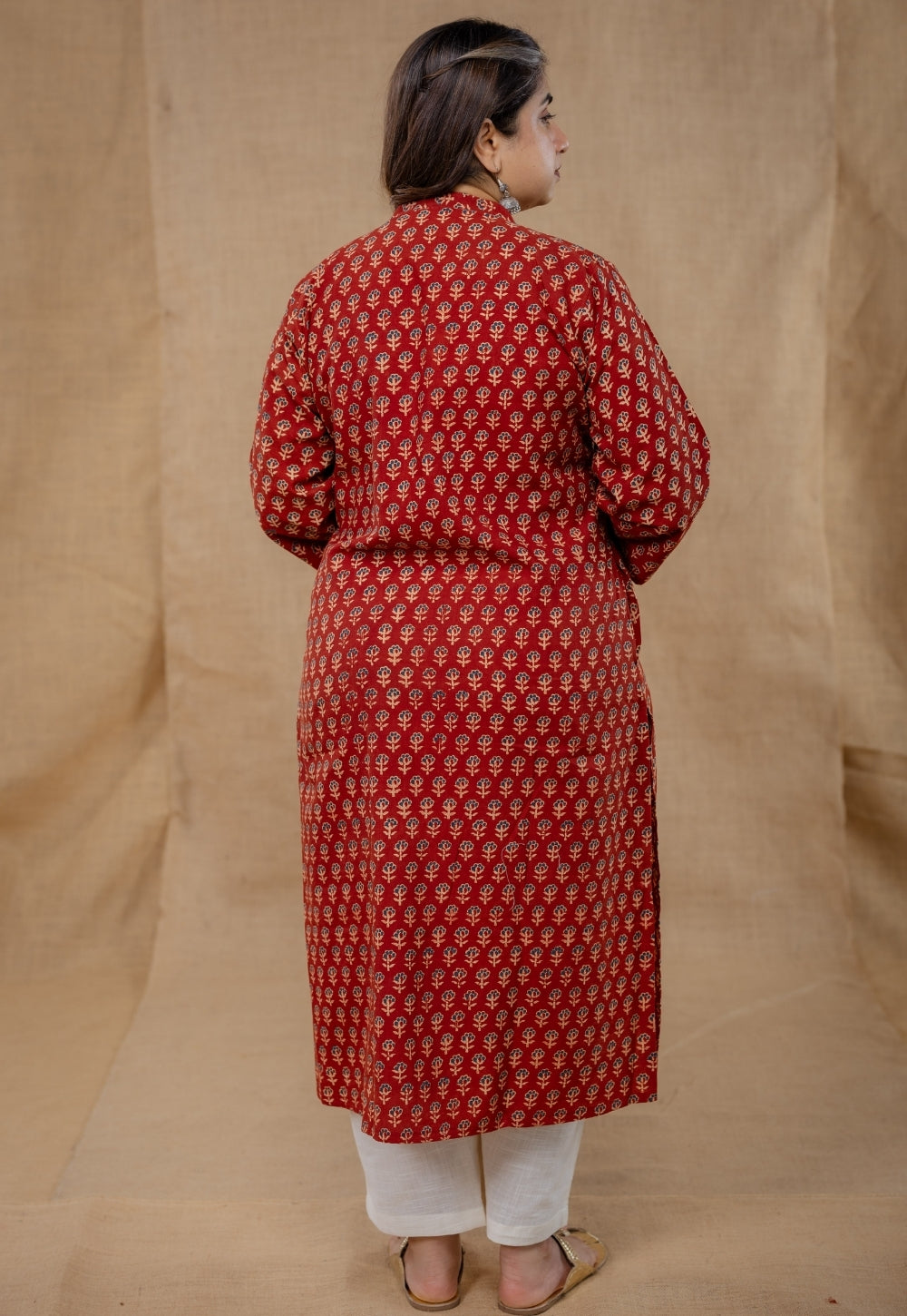 Dia Red Ajrakh Cotton Straight Kurta