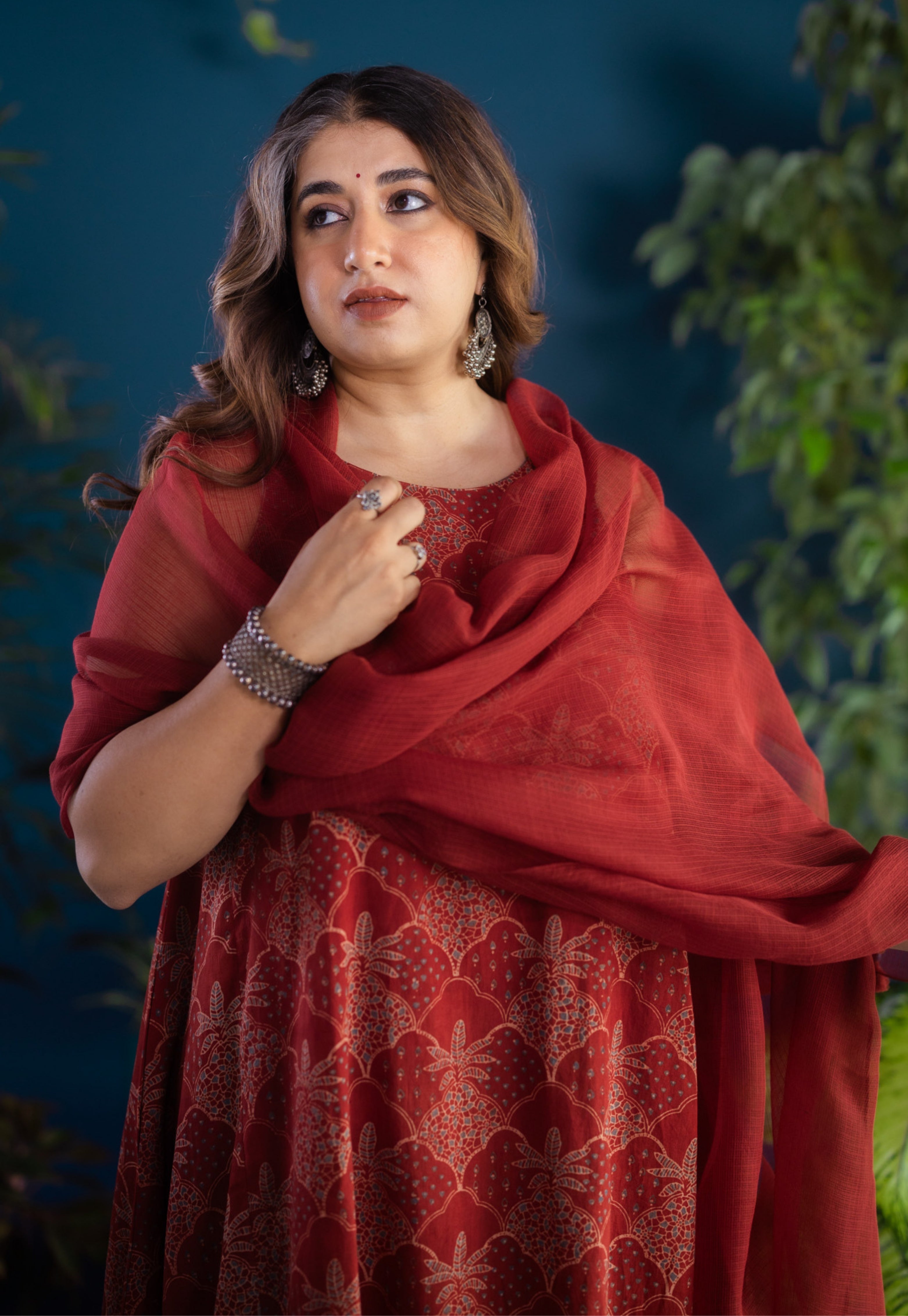 Red Solid Kota Doria Cotton Dupatta