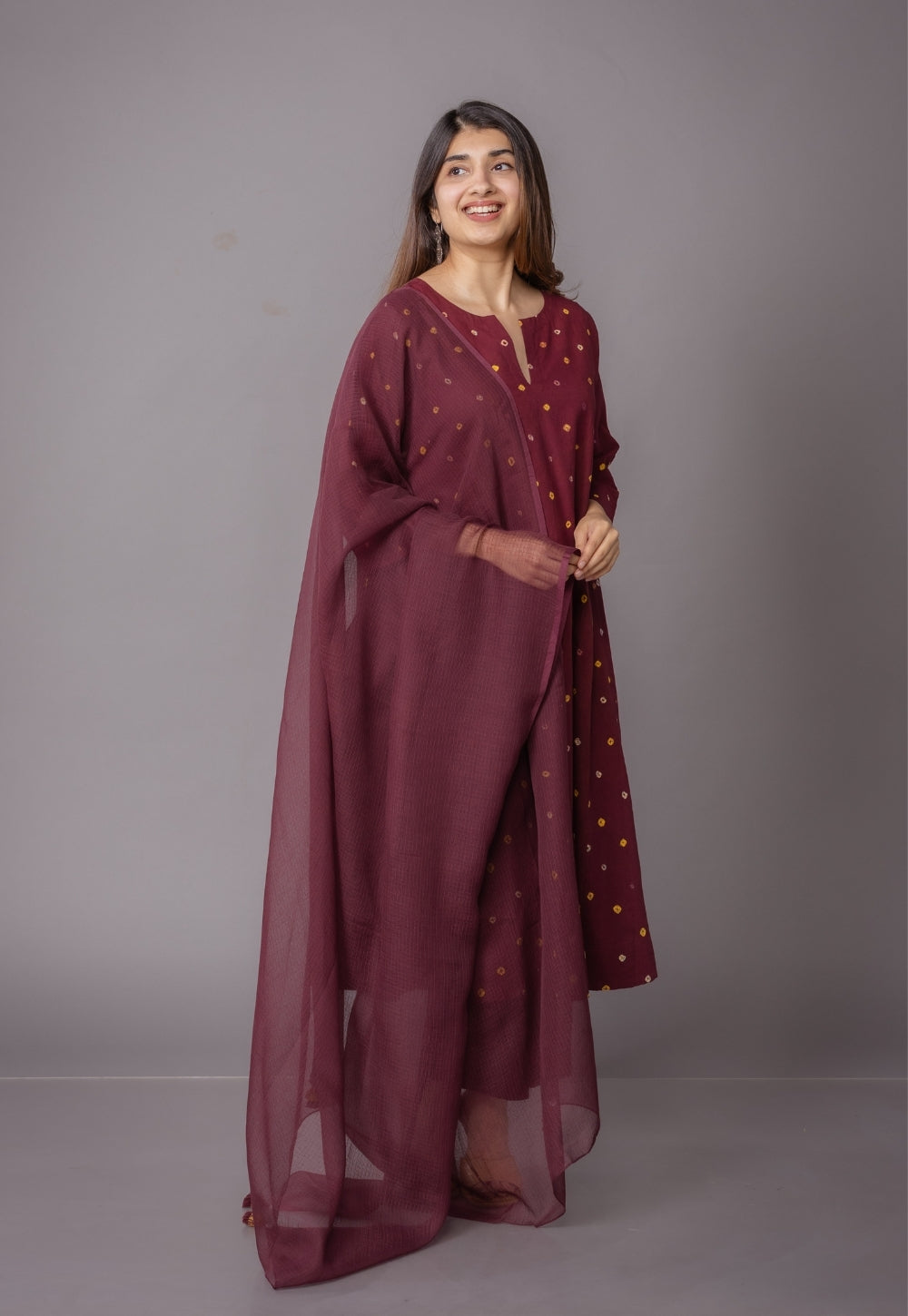 Red Solid Kota Doria Cotton Dupatta