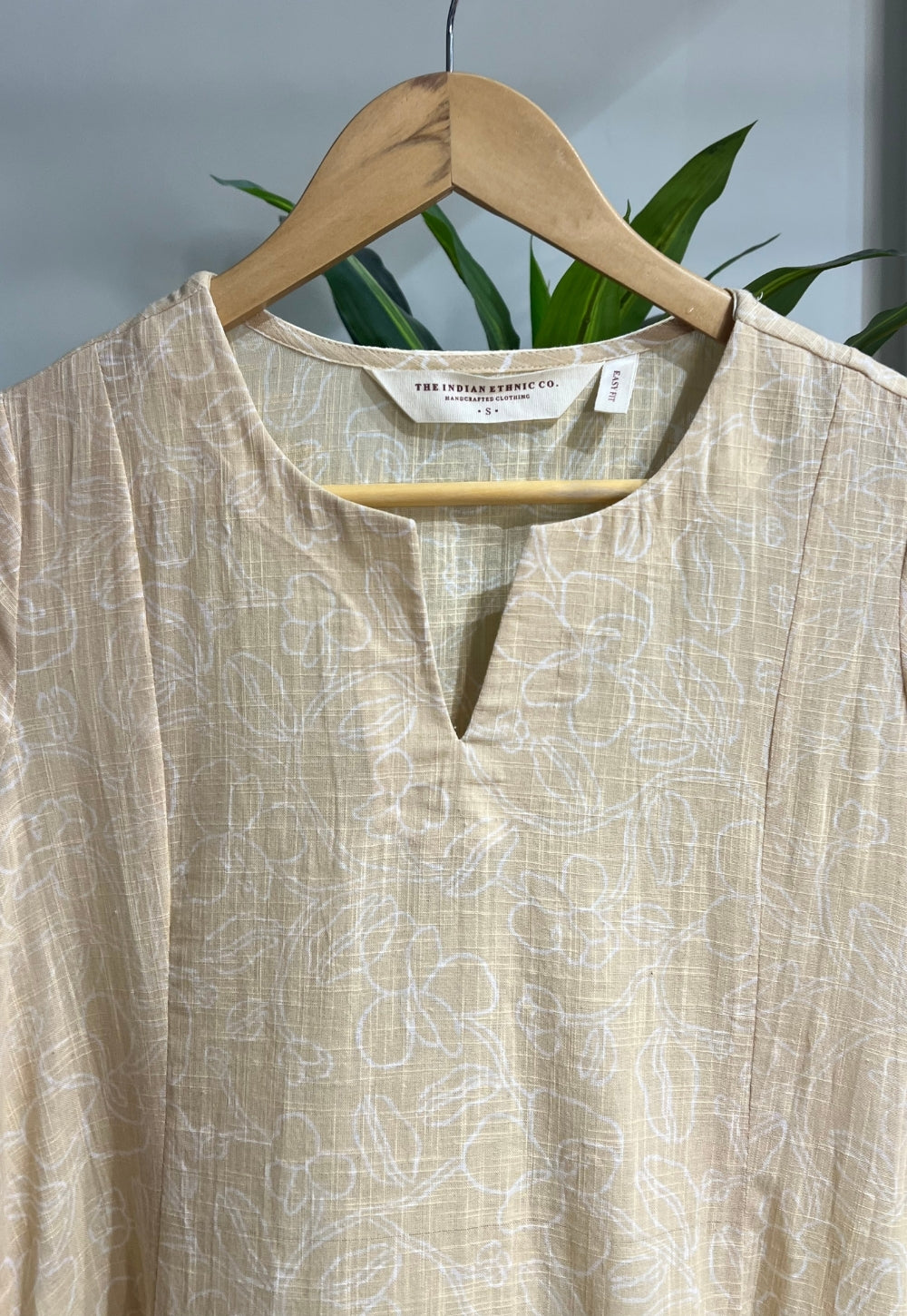 Malika Cream Hand Block Print Slub Cotton Kali Kurta