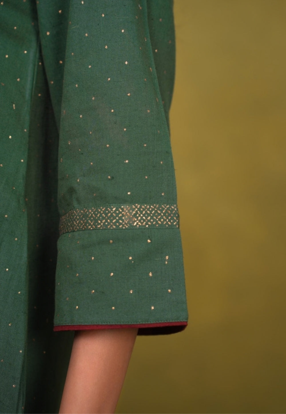 Ishira Green Rogan Handblock Printed Cotton Straight Kurta Suit Set (Set of 3)