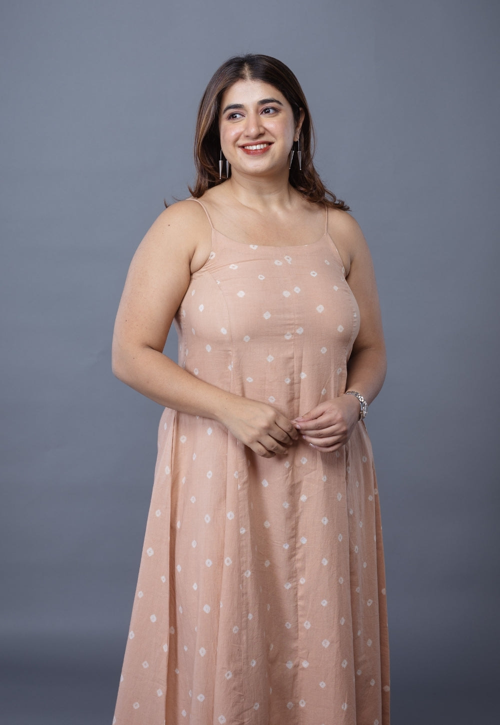 Sanah Pink Bandhani Cotton Kali Dress