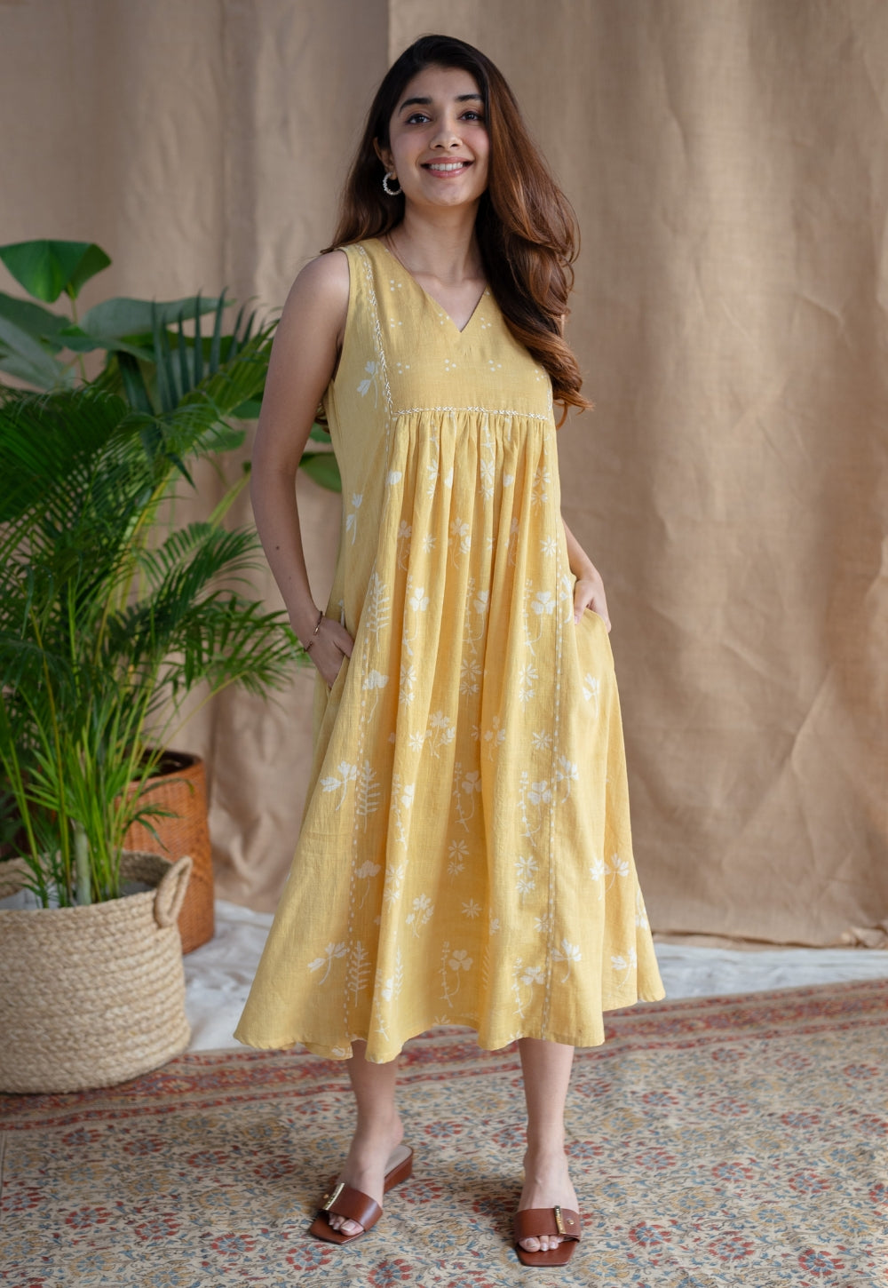 Shyza Dabu Slub Cotton Hand Embroidered Dress