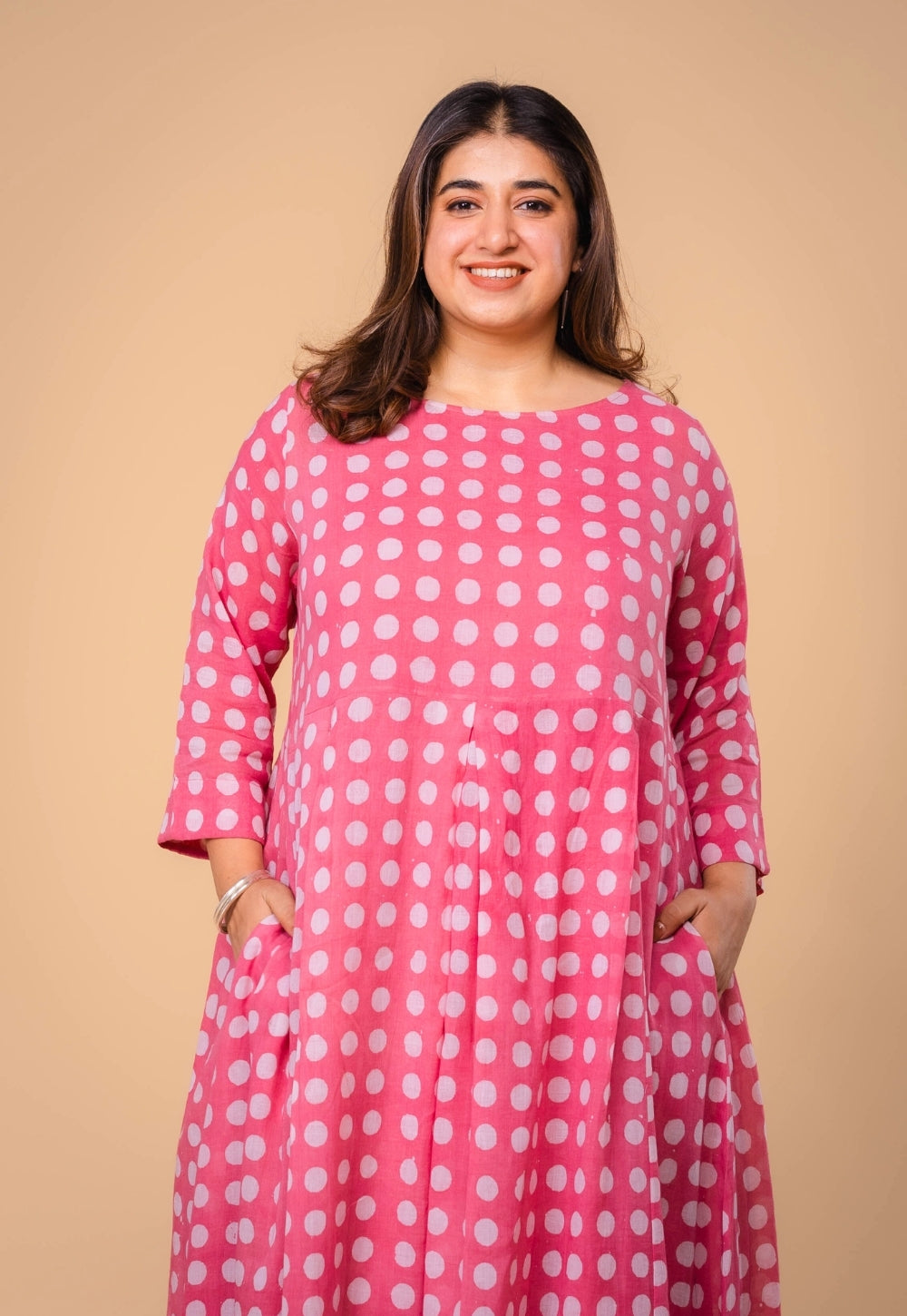 Fajar Pink Batik MulMul A Line Dress