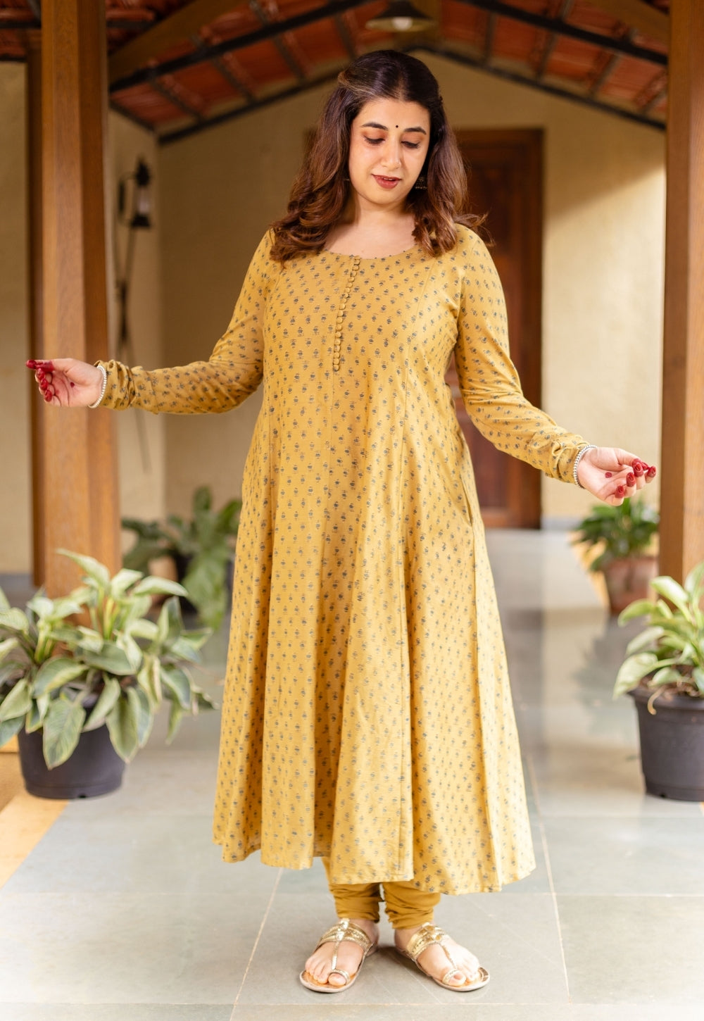 Miral Mustard Solid Chanderi Silk Churidar