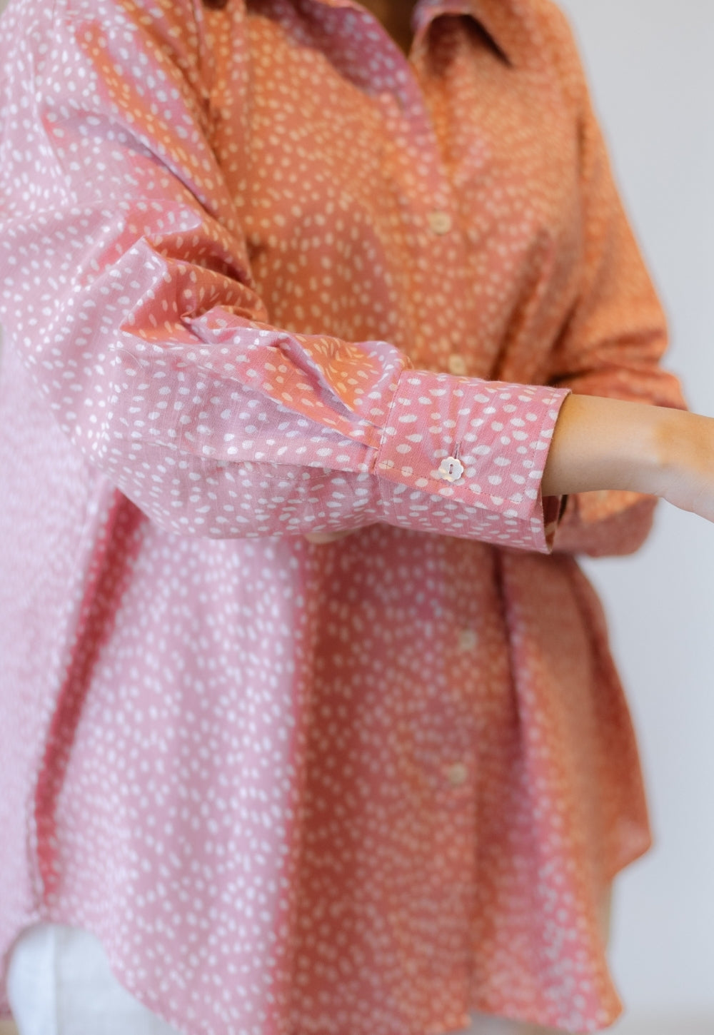 Ruhi Coral Hand Block Print Slub Cotton Anti-Fit Shirt