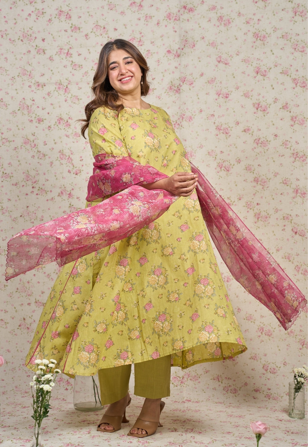 Pink Sanganeri Kota Doria Cotton Dupatta