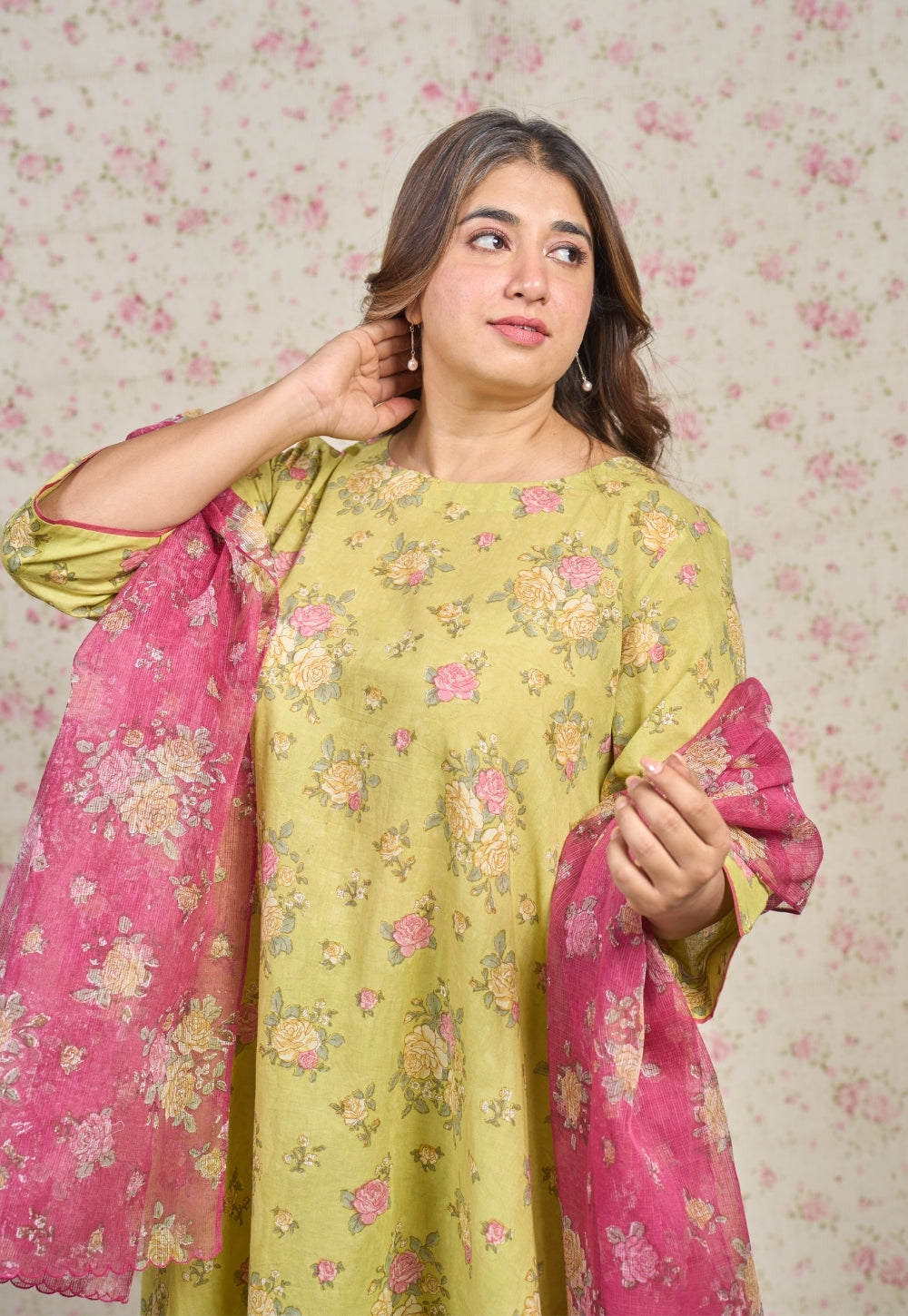 Pink Sanganeri Kota Doria Cotton Dupatta
