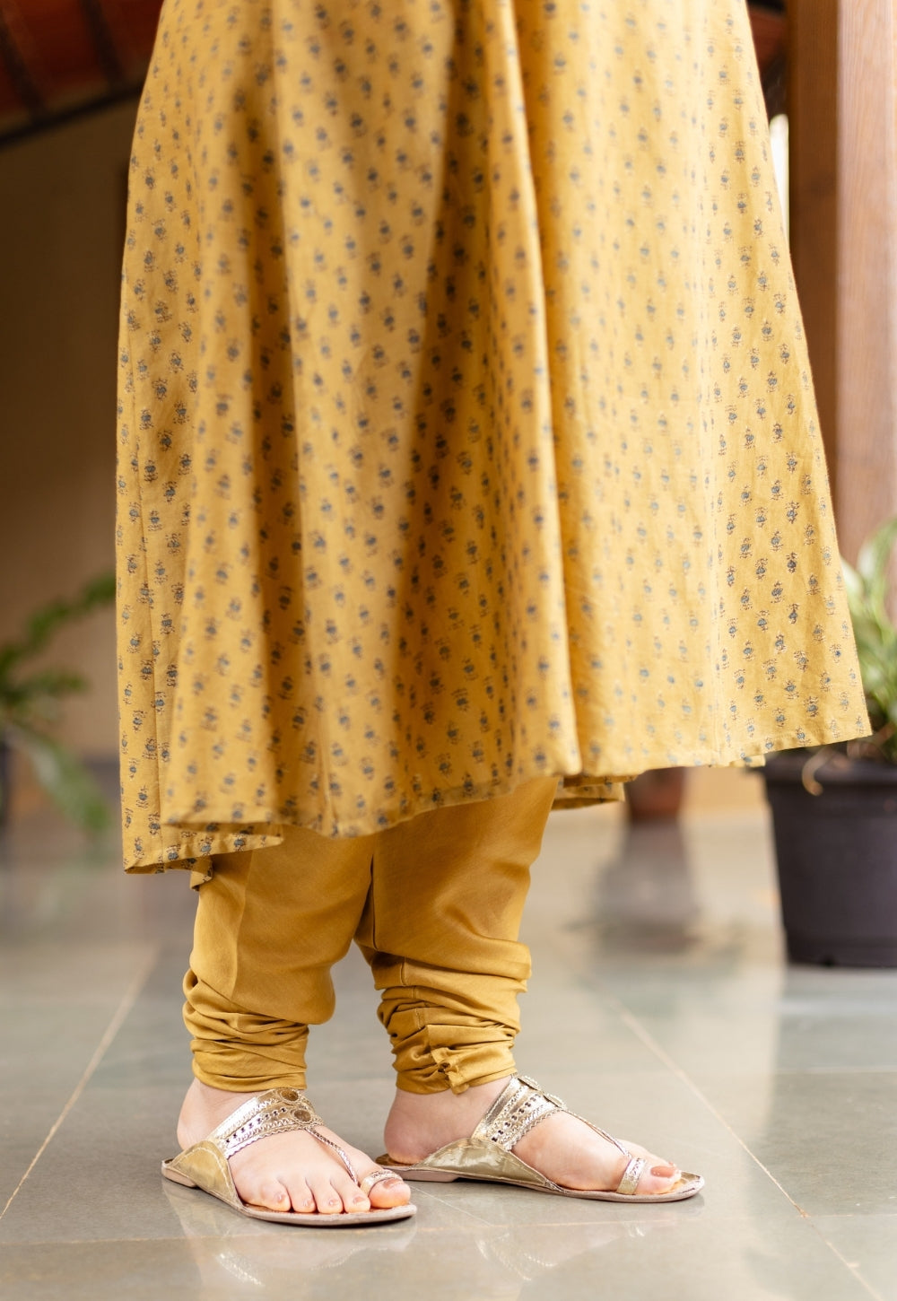 Miral Mustard Solid Chanderi Silk Churidar