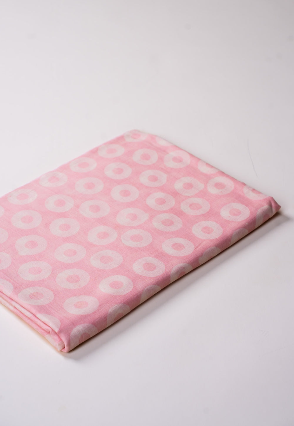 Pink Circle Batik Handblock Printed Mul Fabric