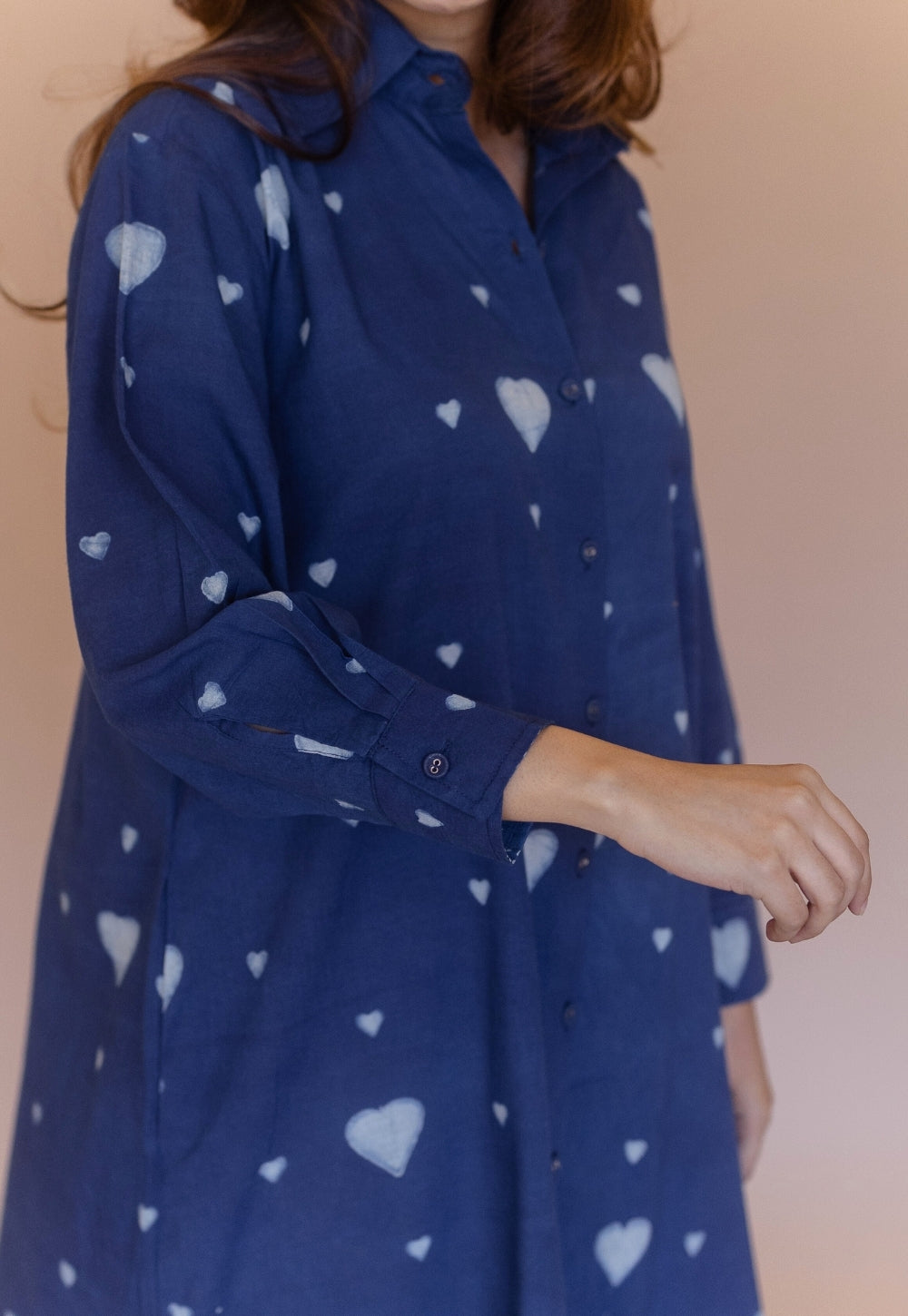 Samiyah Blue Dabu Cotton Shirt Dress