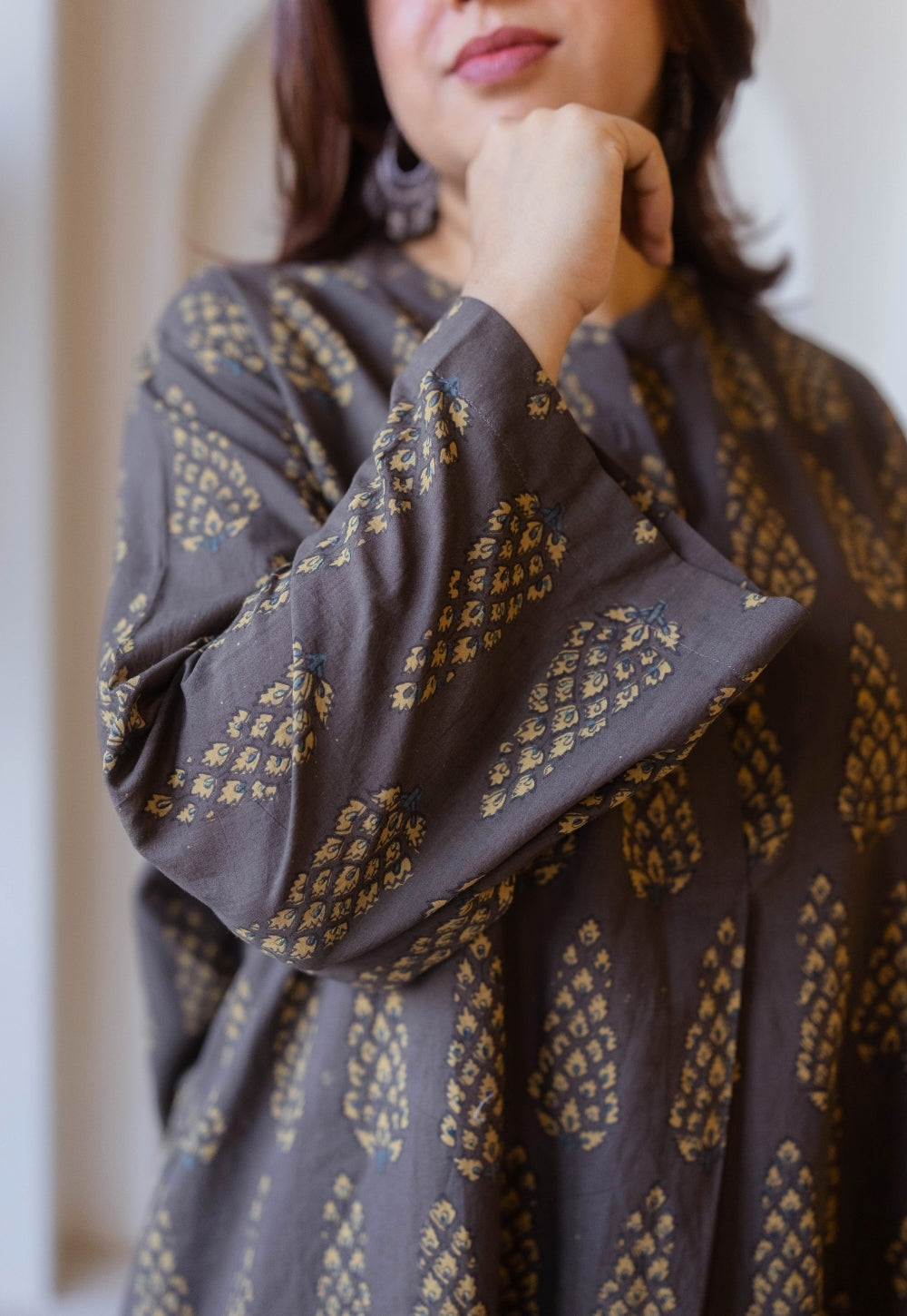 Ayaat Brown Ajrakh Cotton Anti-Fit Kurta