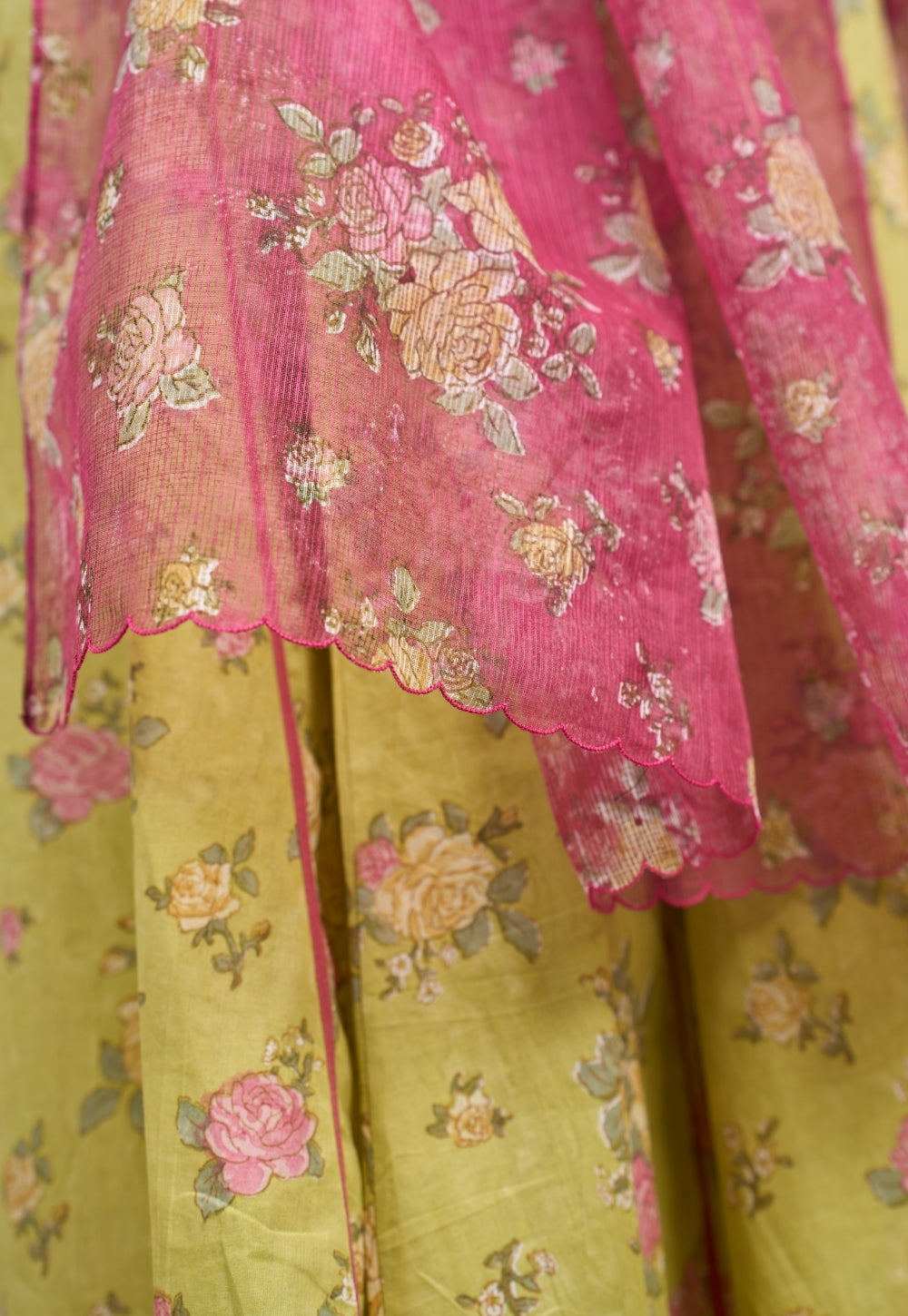 Pink Sanganeri Kota Doria Cotton Dupatta