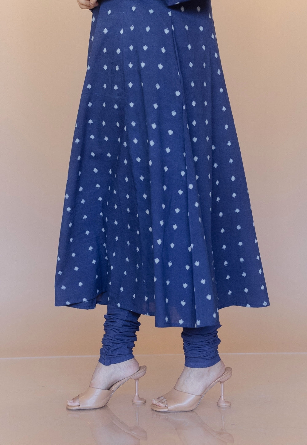 Miral Blue Solid Slub Cotton Churidar