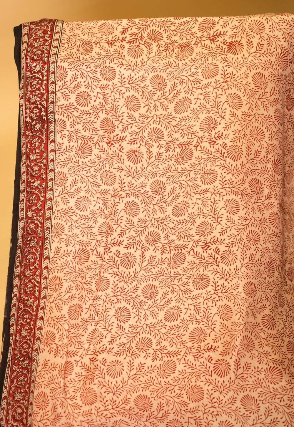 Black Paisley Bagru Hand Block Print Modal Saree
