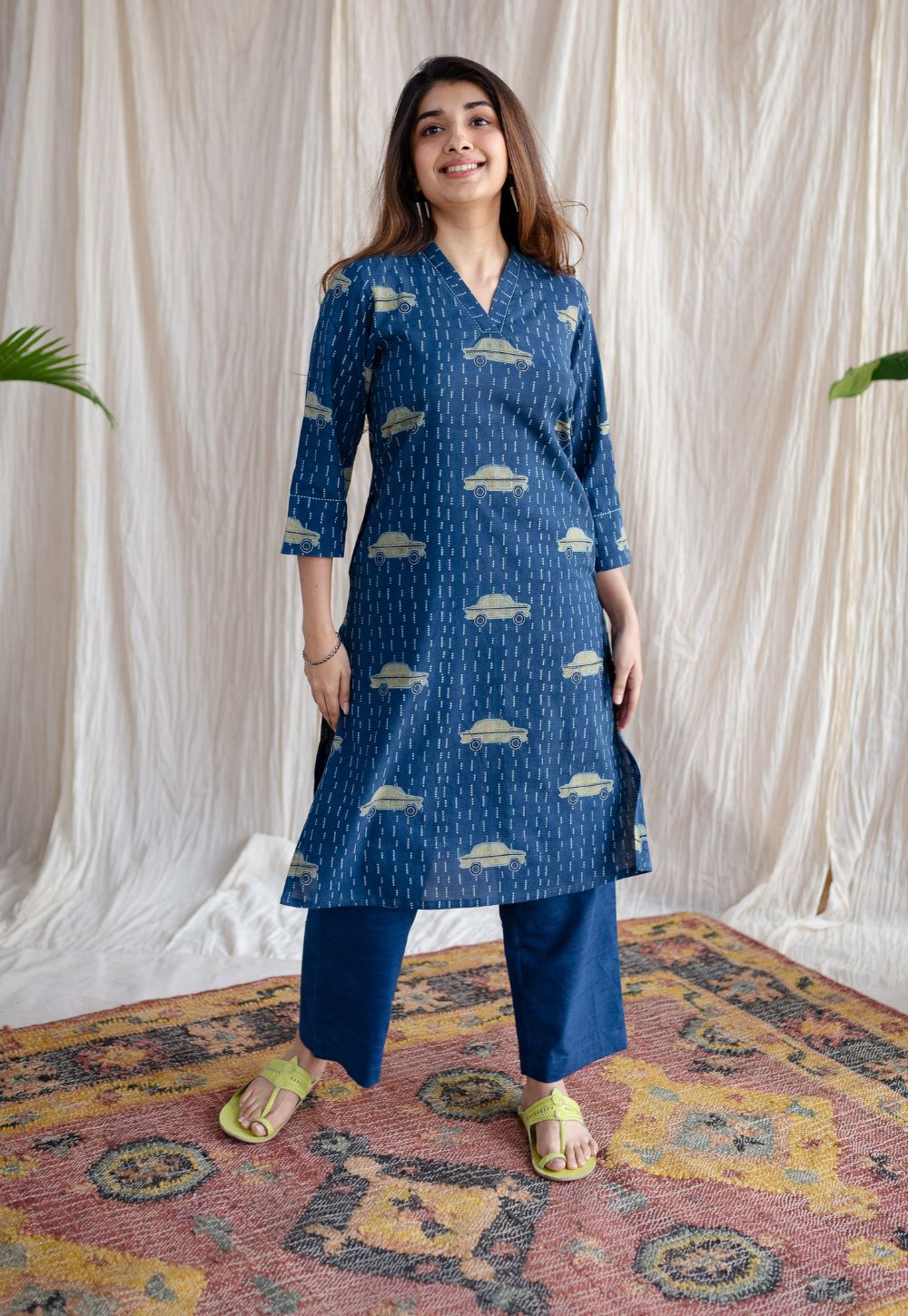 Mayra Ajrakh Cotton Hand Embroidered Kurta