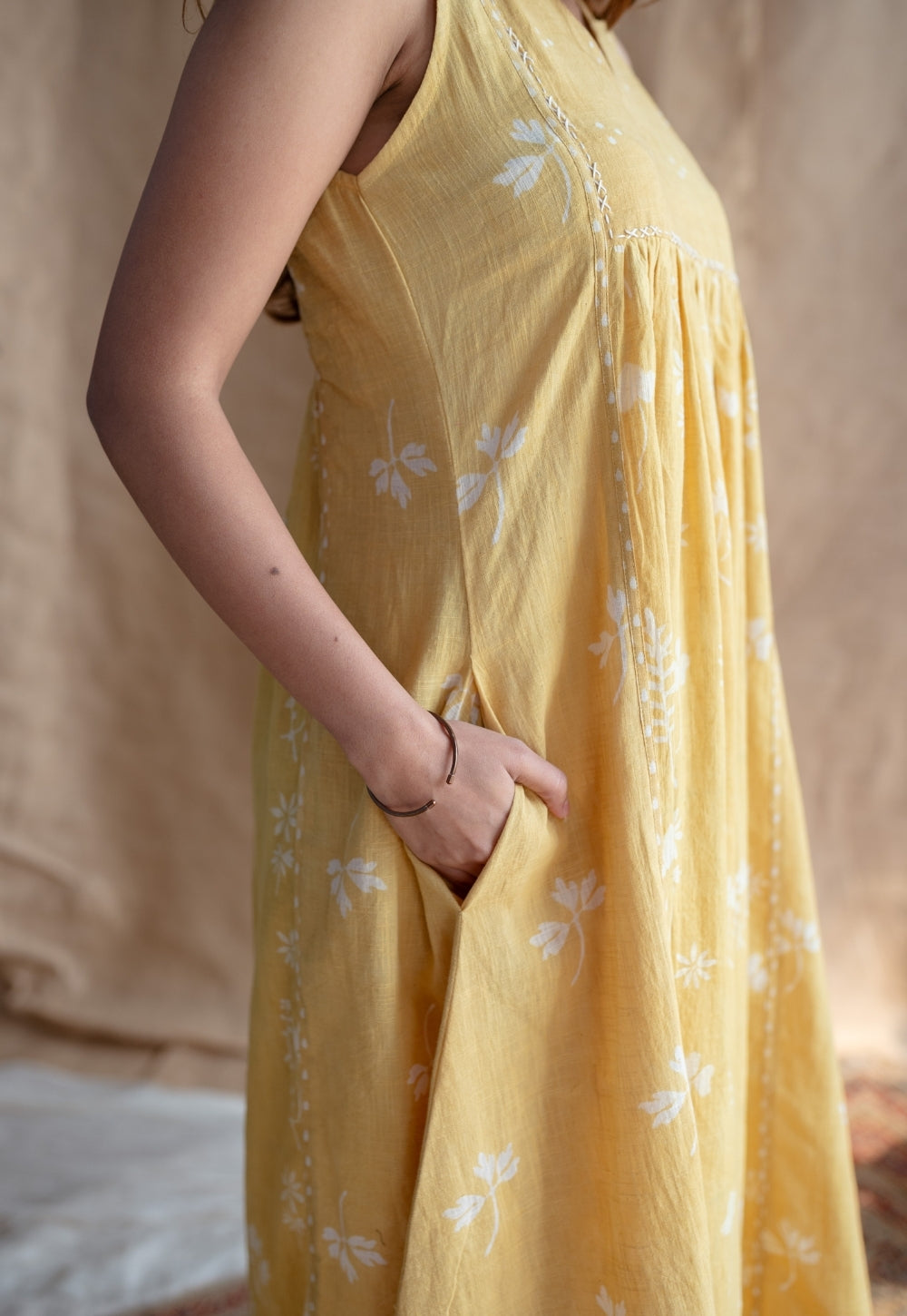 Shyza Dabu Slub Cotton Hand Embroidered Dress