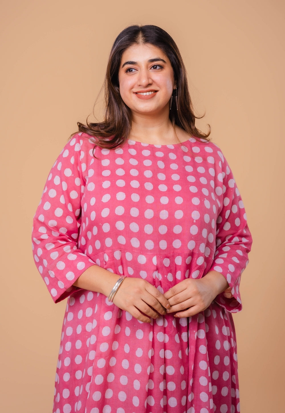 Fajar Pink Batik MulMul A Line Dress