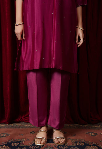 Yashi Pink Solid Muslin Straight Pant