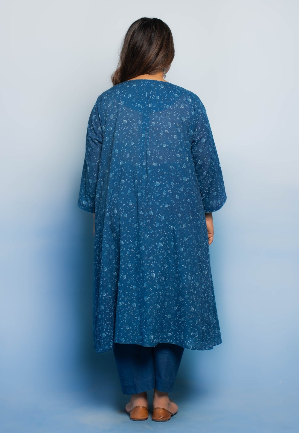Garima Blue Dabu Mul Cotton Jhabbha Kali Kurta