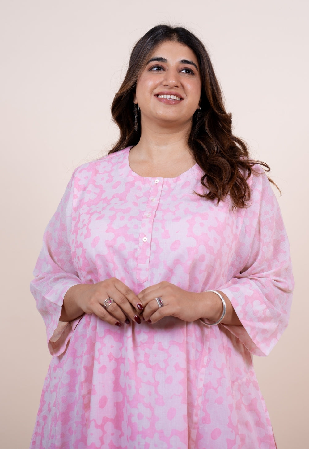 Sufia Pink Batik MulMul Jhabbha Kali Kurta