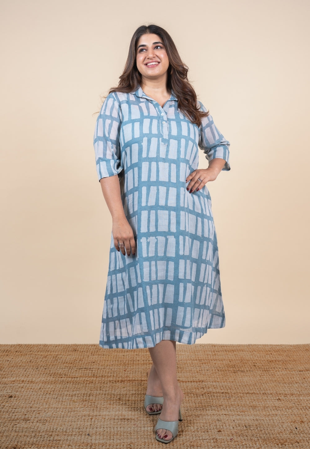 Misha Blue Batik MulMul A Line Dress
