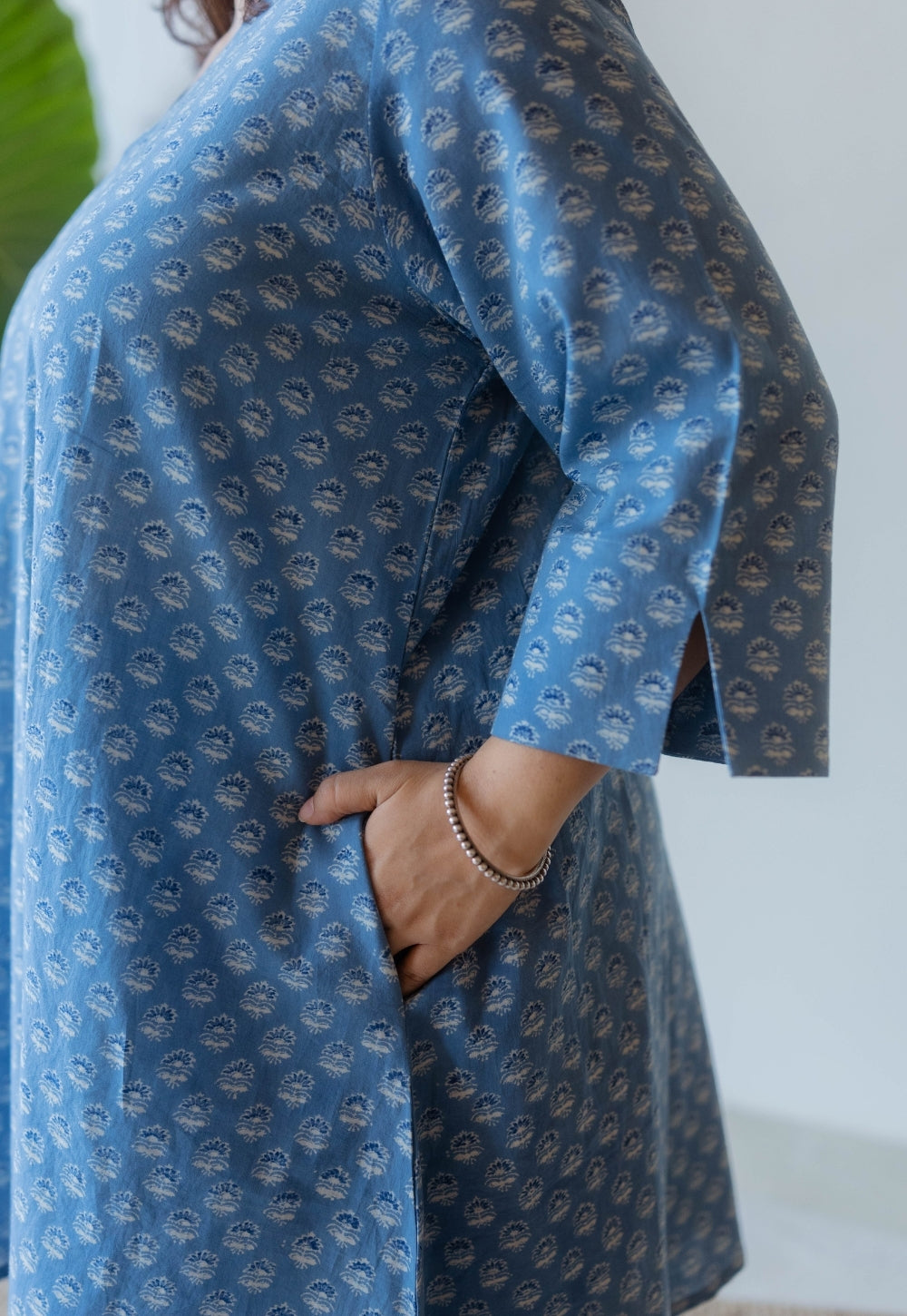 Shaili Blue Ajrakh Cotton A Line Kurta Set (Set of 2)