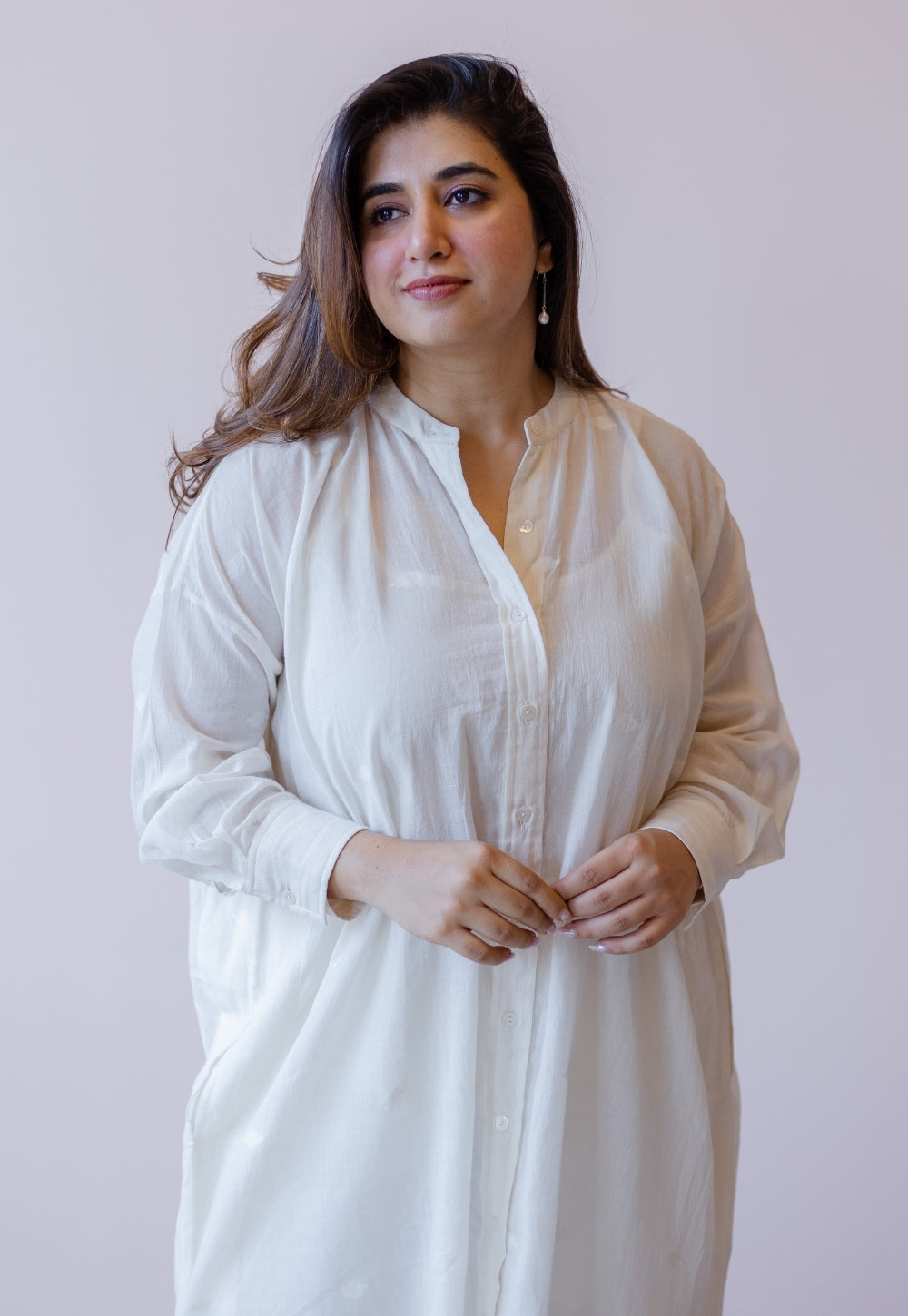 Asha Off White Jamdani Handloom Cotton Anti-Fit Kurta