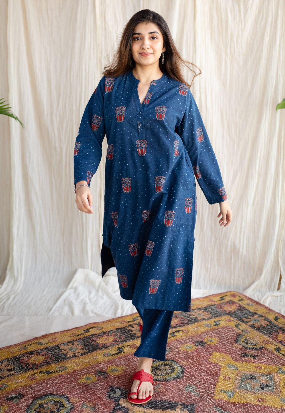 Bombay Irani Chai Indigo Ajrakh Cotton Kurta