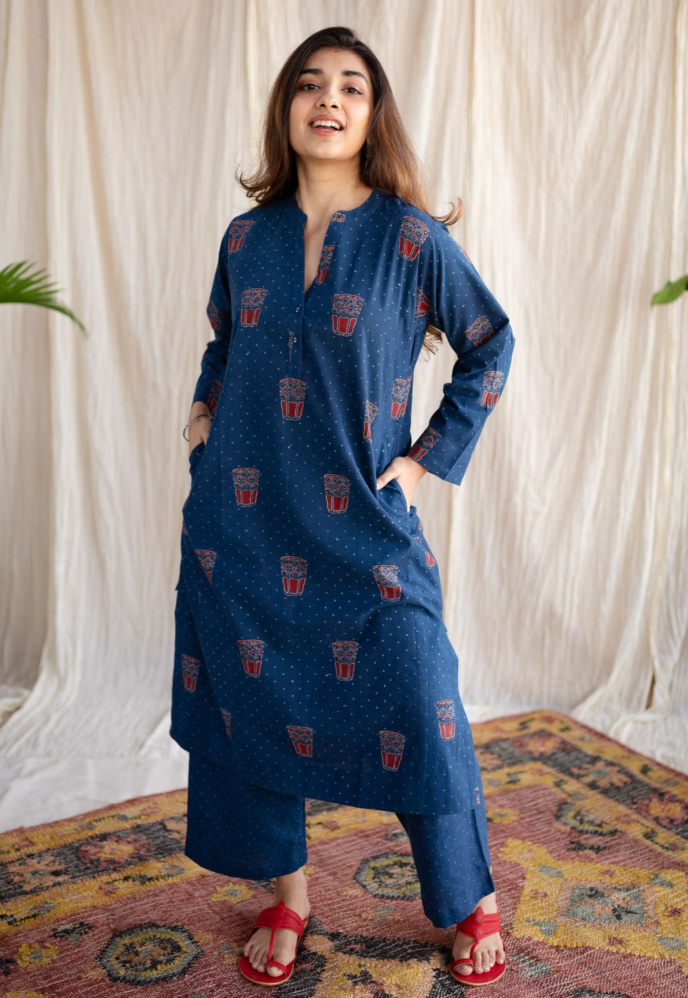 Bombay Irani Chai Indigo Ajrakh Cotton Kurta