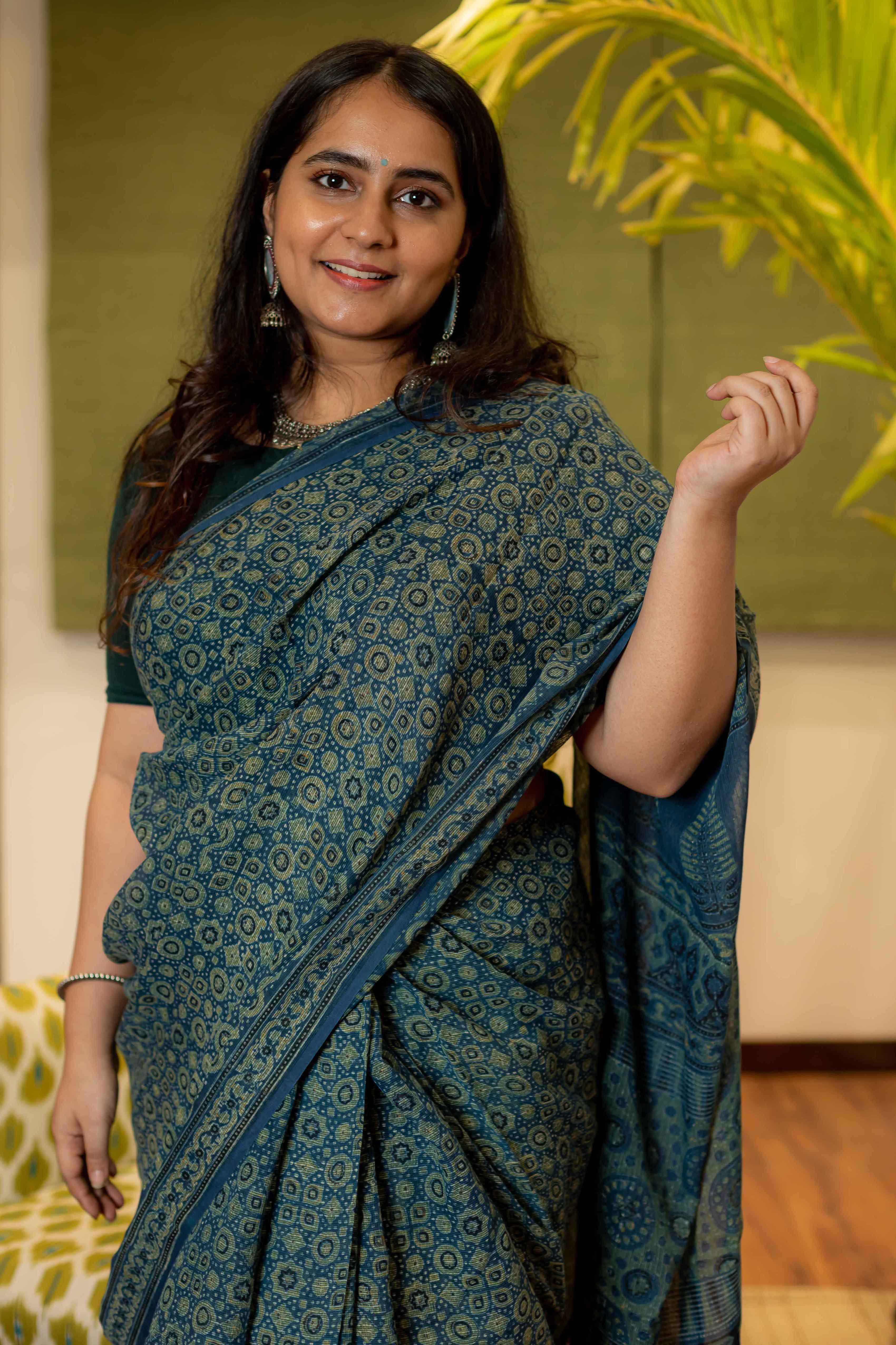 Ajrakh Natural Dyed Kota Doria Saree
