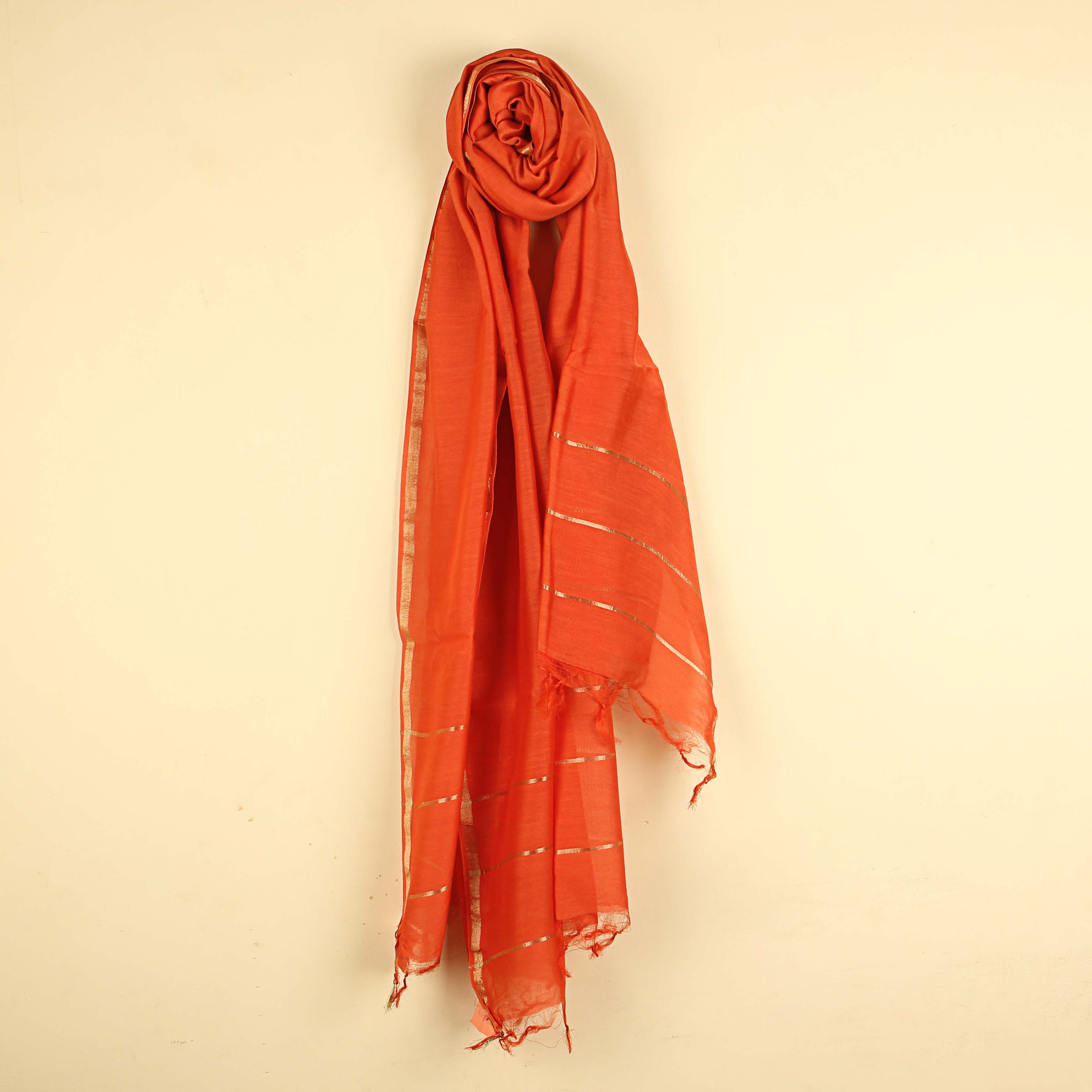 Plain Chanderi Hand Block Printed Dupatta