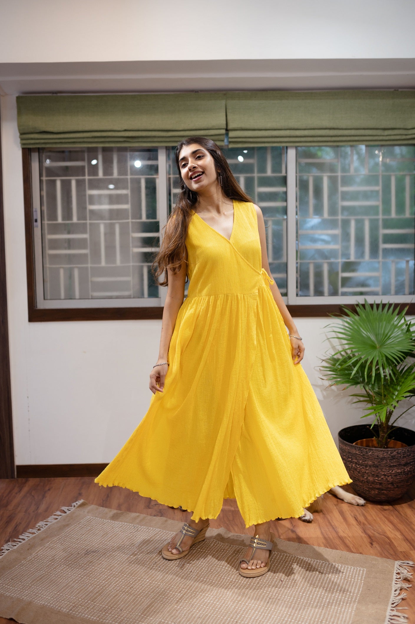 Leema Crinkled Cotton Wrap around Kurta