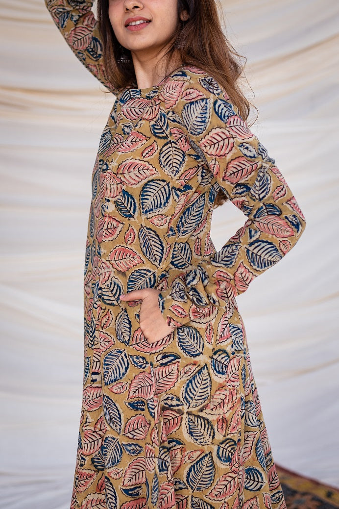 Kaya Kalamkari Cotton Yellow Kurta